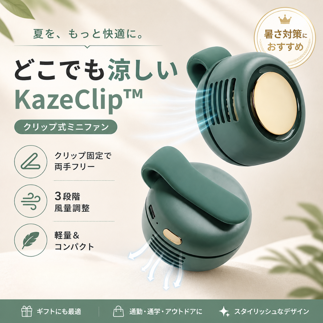 KazeClip™ ミニ扇風機｜クリップ式
