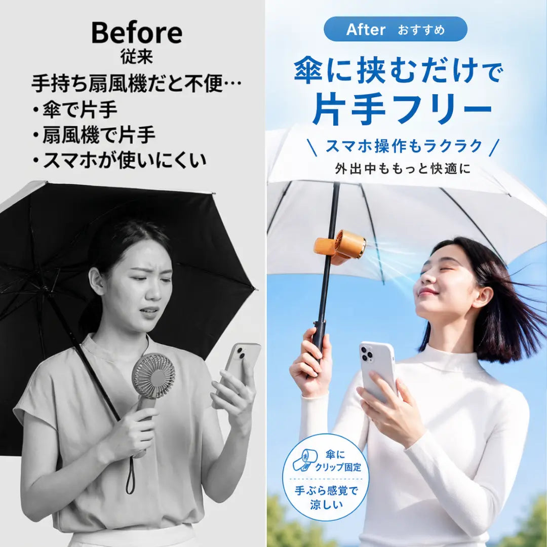 16°瞬間冷却＆クリップ式ミニファン